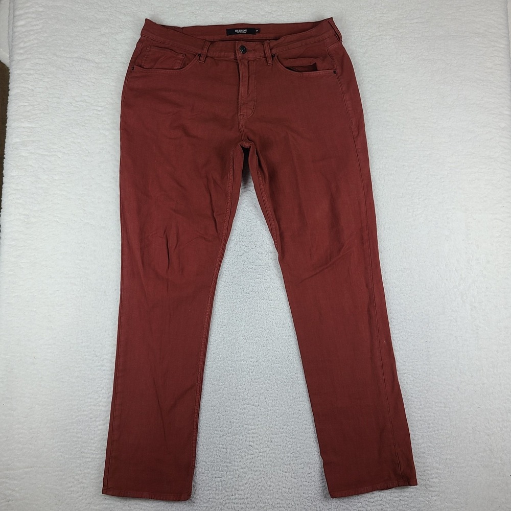 Hudson Los Angeles Jeans Mens 36x34 Brick Red Wash Blake Slim Straight